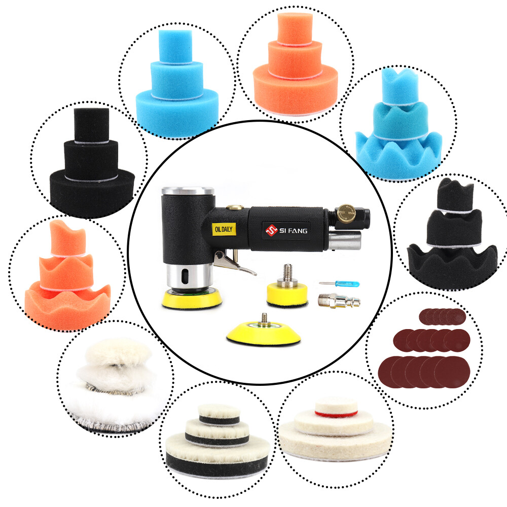 48Pcs 1/2/3 Inch Mini Pneumatic Polisher Air Orbital Sander Buffer Machine Tool