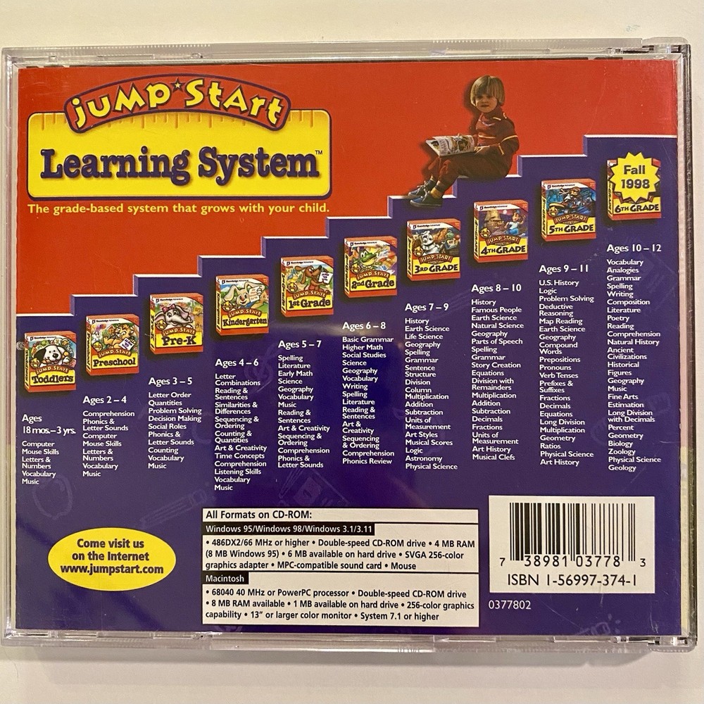 Jump Start 1st Grade Knowledge Adventure CD Ages 5-7 Educational Learning