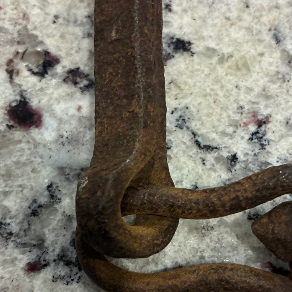 Antique Iron Hook Rusted Brown Architectural Hardware