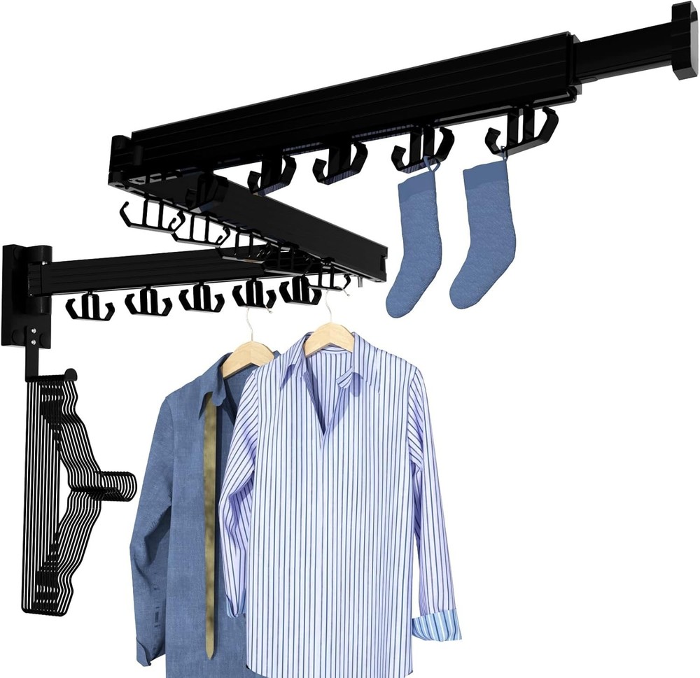 Clothes Drying Rack Wall Mounted Laundry Drying Rack Upgrade 3-Fold Foldable