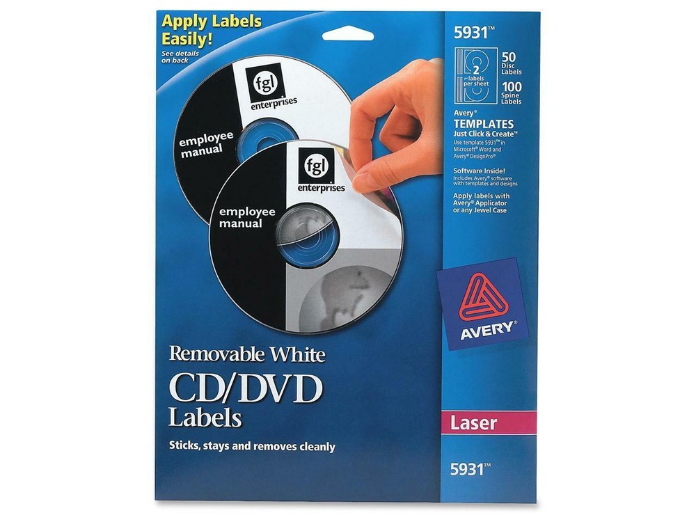 AVERY 5931 Matte White Removable CD Labels for Laser Printers
