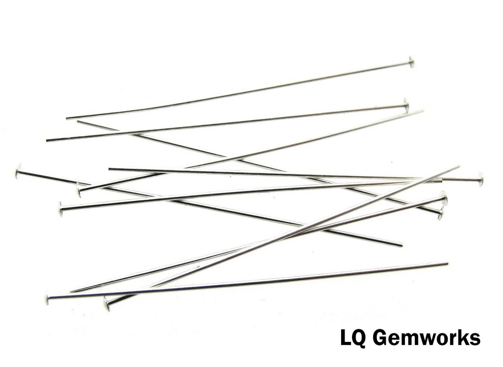 50 ea STERLING SILVER HEAD PINS 24 ga 2"