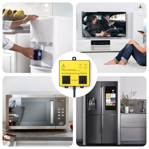 Refrigerator Surge Protector, Double Outlet Voltage Protector for 5FT Yellow