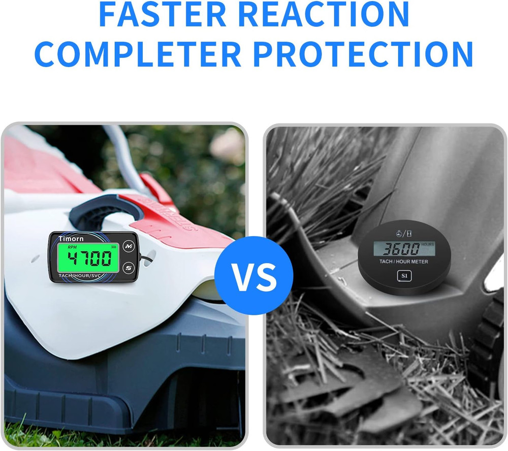 Small Engine Tachometer Hour Meter: Digital Inductive Waterproof Tiny Tach Mete