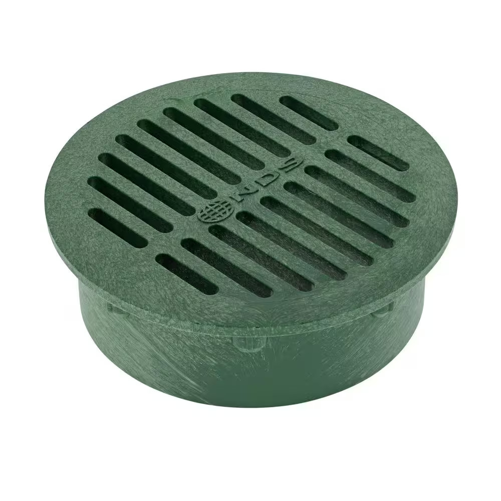 6 In. Plastic round Drainage Grate in Green