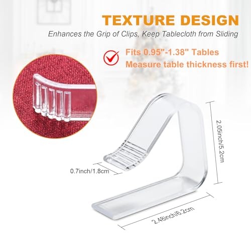 Clear Table Cloth Holder Clips Windproof Tablecloth Clips Large Size 12 Pcs