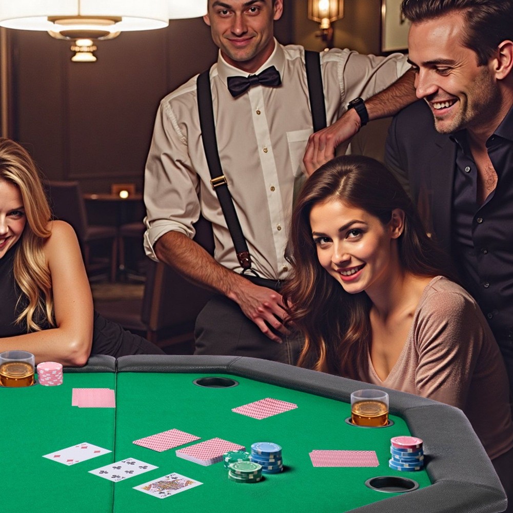 Space-Saving 48in Octagonal Foldable Table for 8-Player Poker Fun