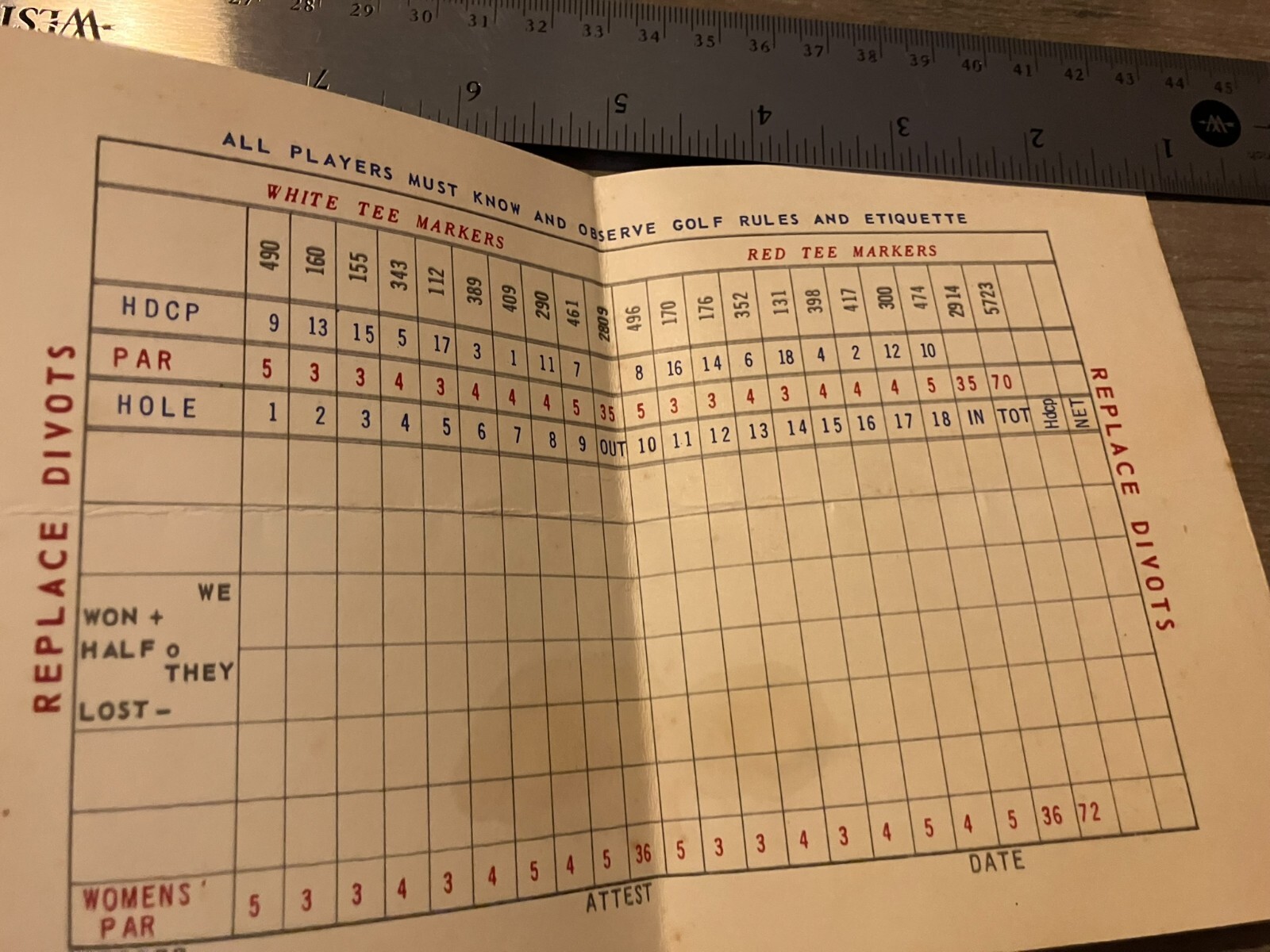 VTG Abderdeen Proving Grounds Golf Scorecard Military Army