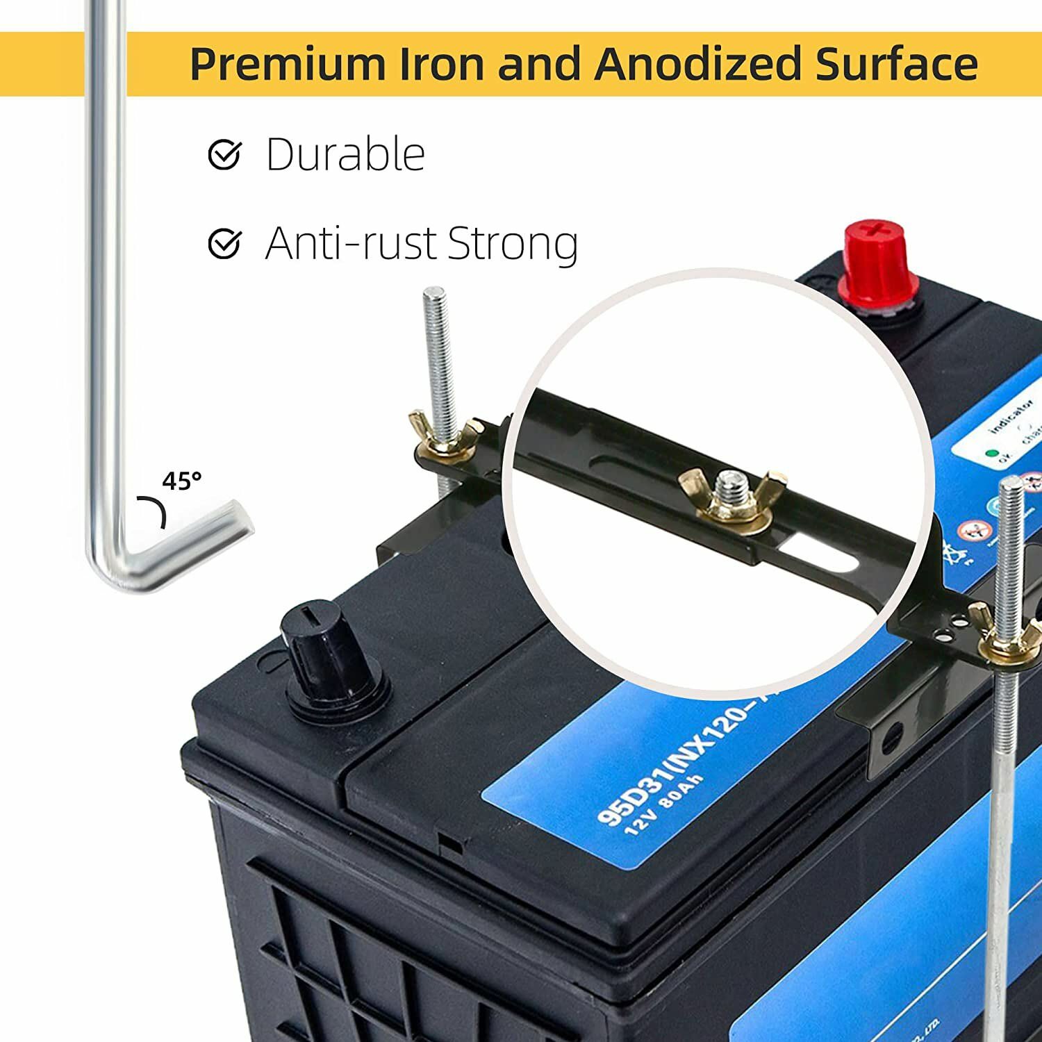 10.6'' Adjustable Car Crossbar Battery Hold Down Bracket Holder Storage 27 CM