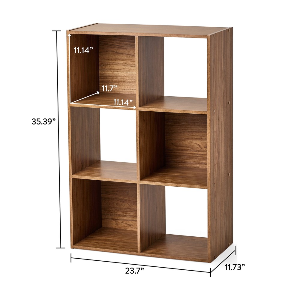 11" 6-Cube Storage Organizer, Warm Walnut