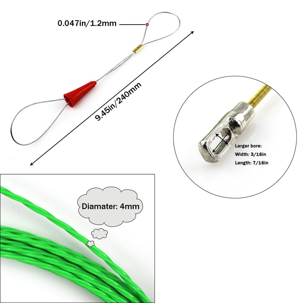 Amonk Fish Tape 32.8FT/10M Wire Puller Kit Cable Puller Kit Fastener Tool PET...