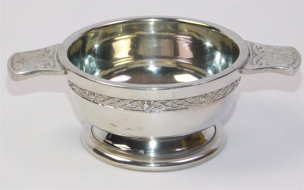 Silver Plated Scottish Quaich Thistle Whiskey Cup Of Friendship