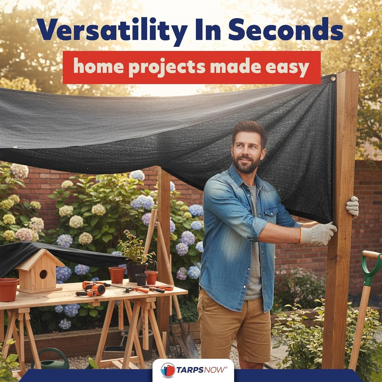 Tarps Now 16' x 16' Heavy Duty Mesh Tarp with 60% Shade and Grommets