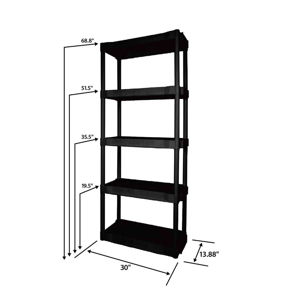 5-Tier Plastic Garage Shelving Unit Easy Assembly Durable Storage Solution New
