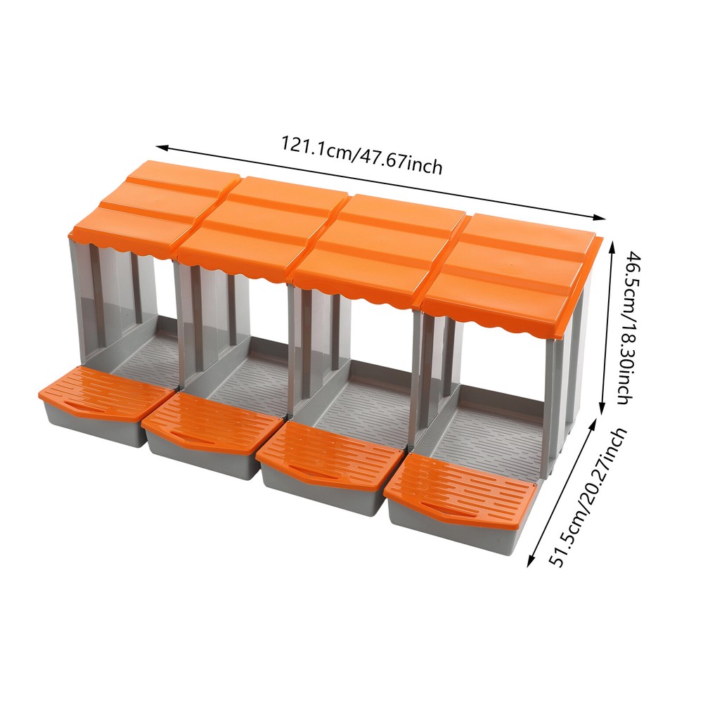 Orange 4-Compartment Chicken Nesting Box - Durable & Easy to Clean