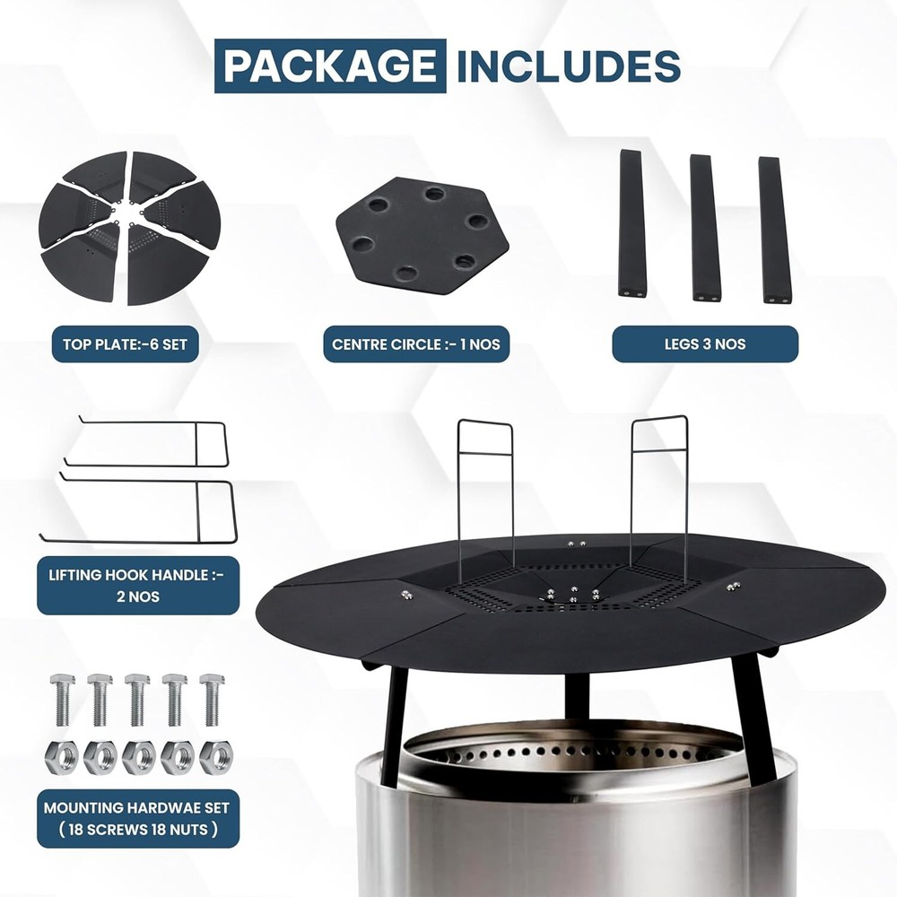 FEBTECH - 24.6" Fire Pit Heat Deflector Compatible for 19.5" Firepit