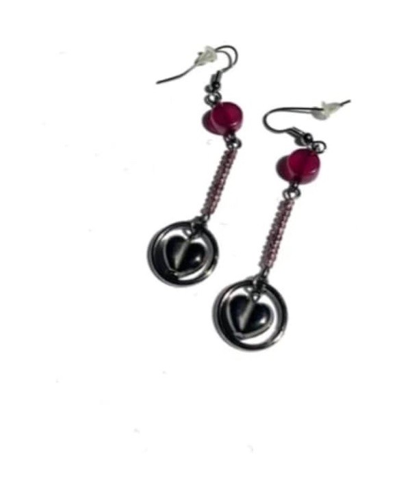 Heart Beaded Pierced Earrings Dangle