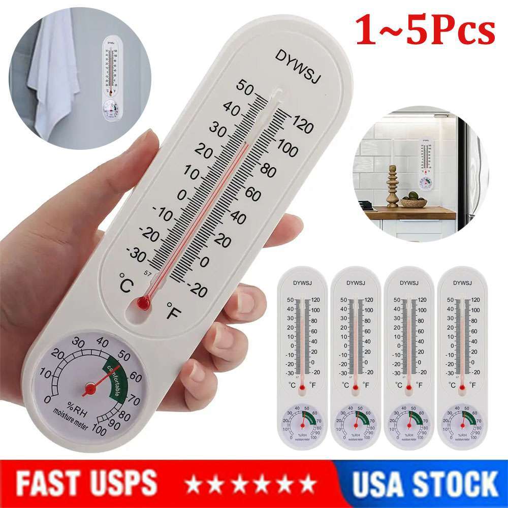 Wall Thermometer Indoor Outdoor Mount Garden Greenhouse Home Humidity Meter Tool