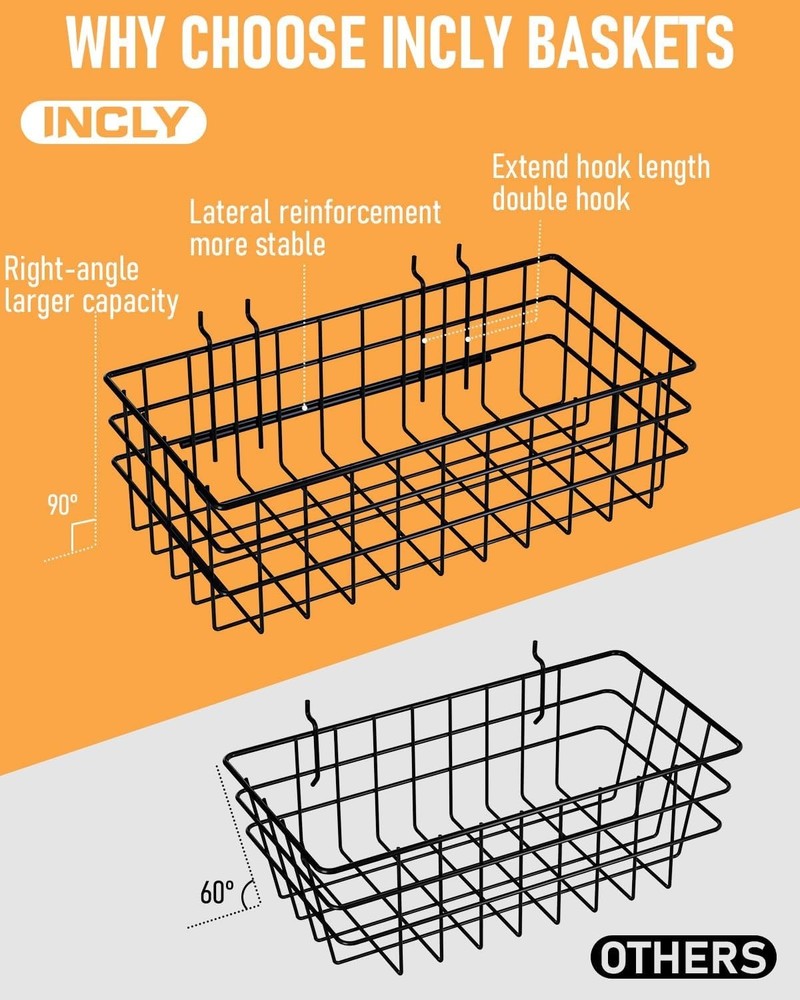 Adjustable Pegboard Baskets Set - 4 Sizes for Ultimate Storage Flexibility