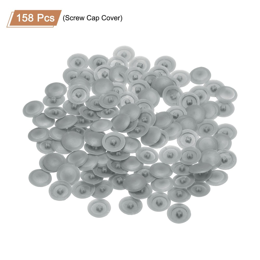 158Pcs 12mm Plastic Self-Tapping Phillips Screw Cap Covers Light Gray