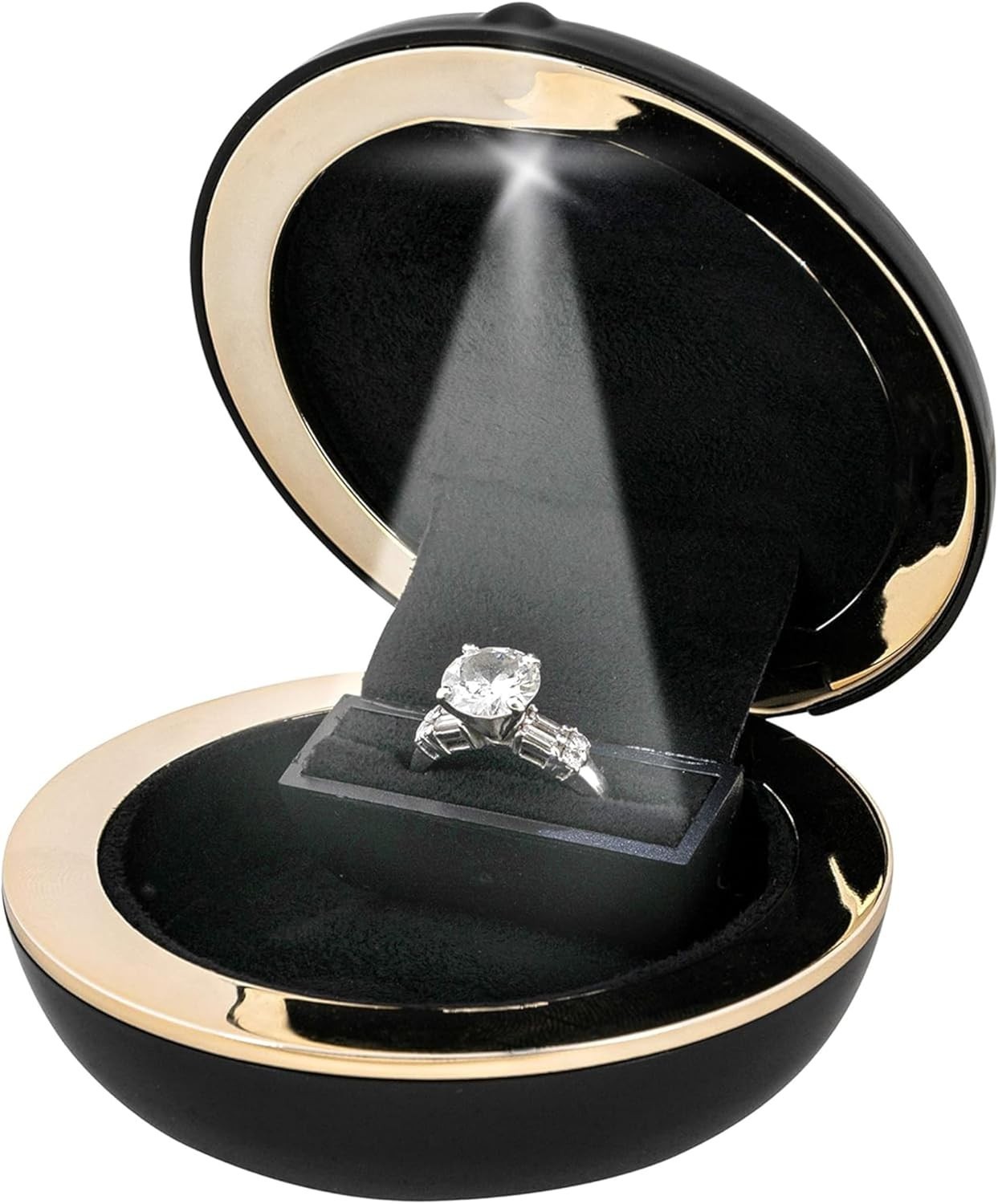 Novel Box Slim Ring Box with LED Light for Engagement Wedding Special Occasions