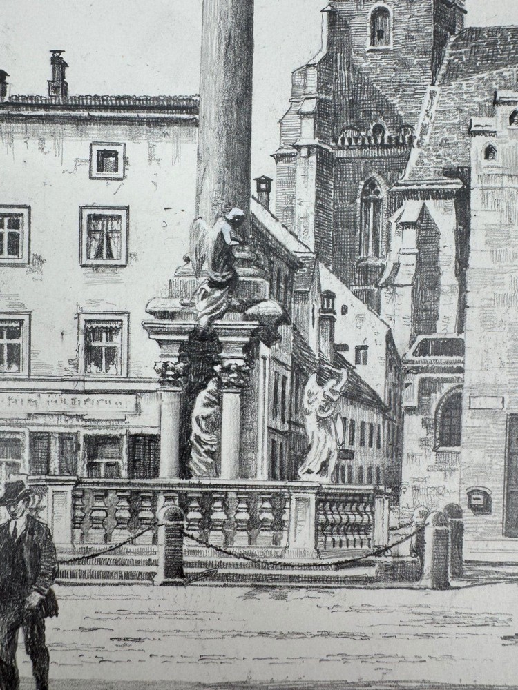 * HEINZ WEHLISCH DRAWING STRAUBING TRINITY COLUMN IN ITSELF