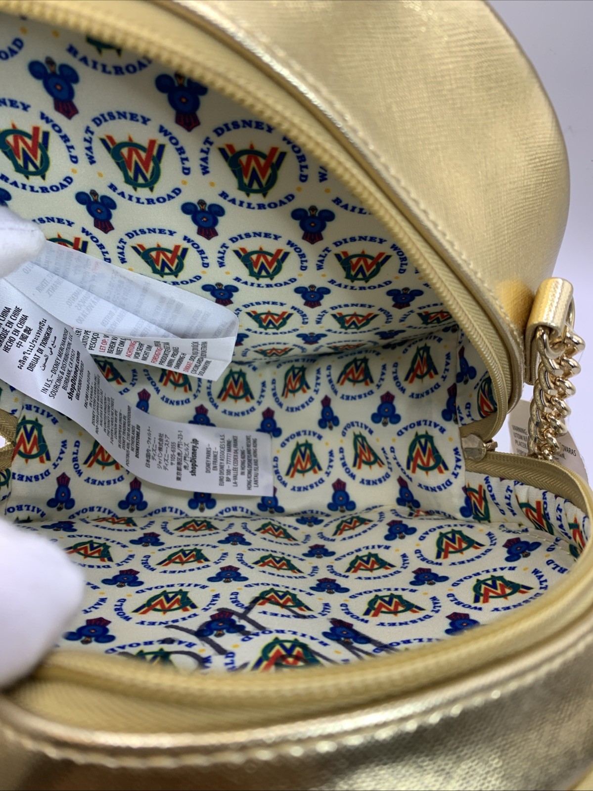 Walt Disney World Railroad Gold Crossbody Bag Disney Parks Exclusive NWT