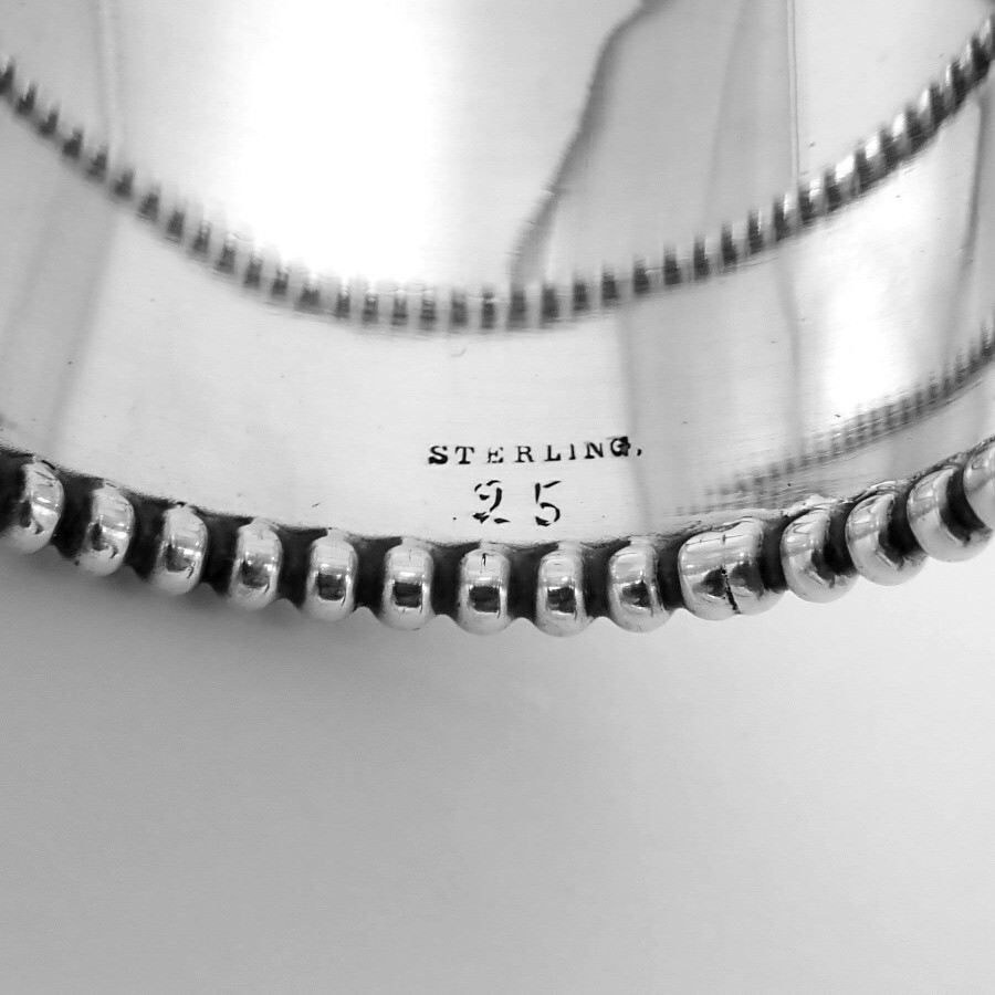 Beaded Napkin Ring Sterling Silver Mono EAT