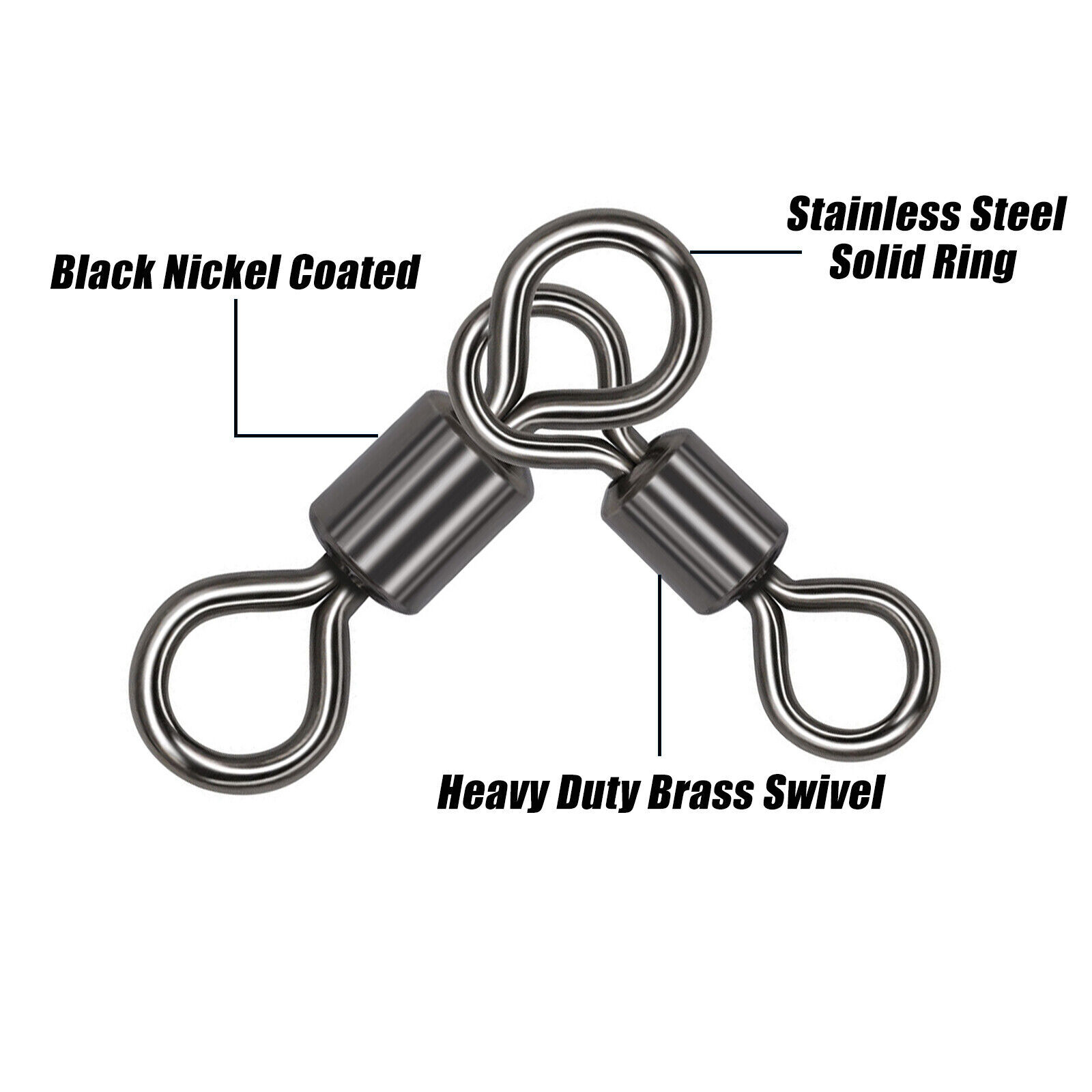 3 Way Swivel Fishing Crane T Turn Swivel Heavy Duty Freshwater Saltwater Fishing