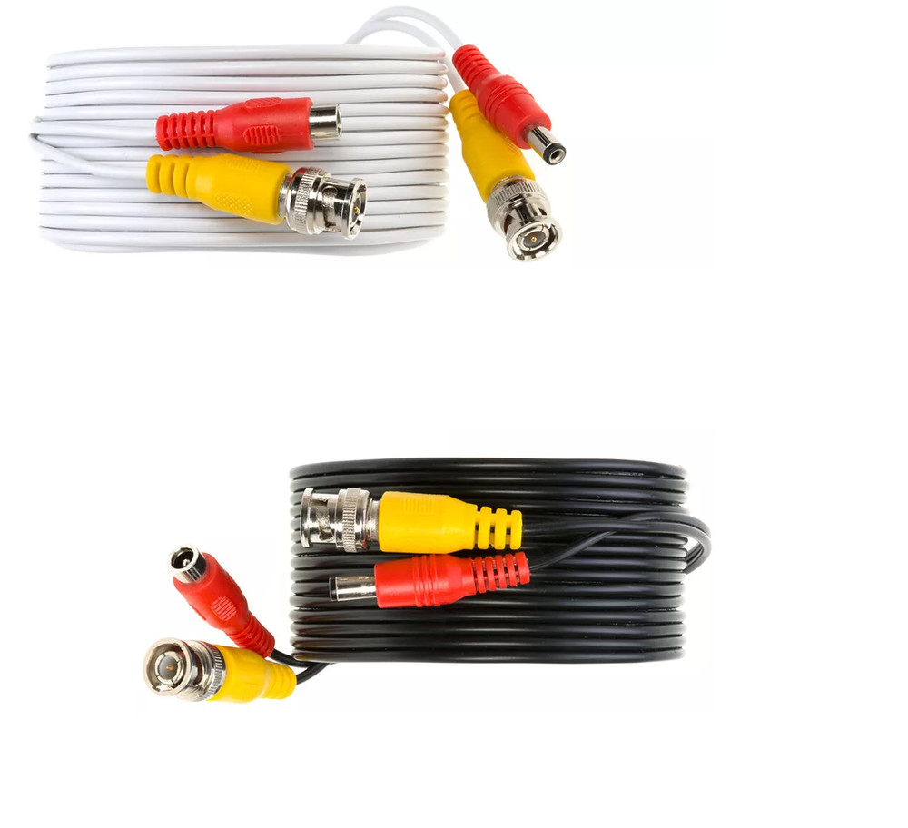 CCTV Cable Security Camera Siamese Wire BNC DC Power Video White Black Lot