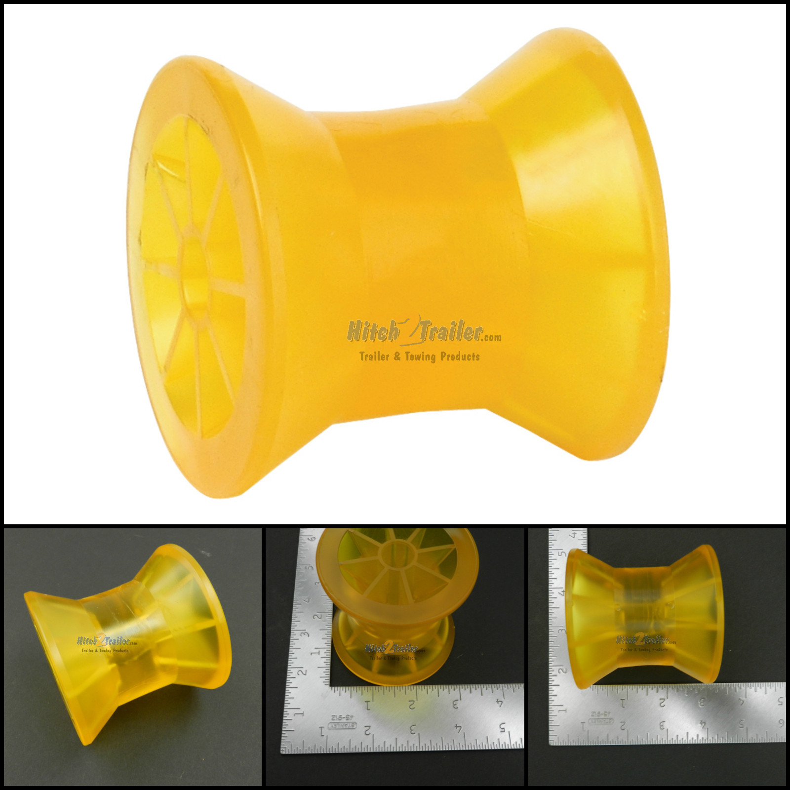 Tiedown Boat Trailer 3" Amber/Yellow Poly Bow Roller only Fits 1/2" Shaft
