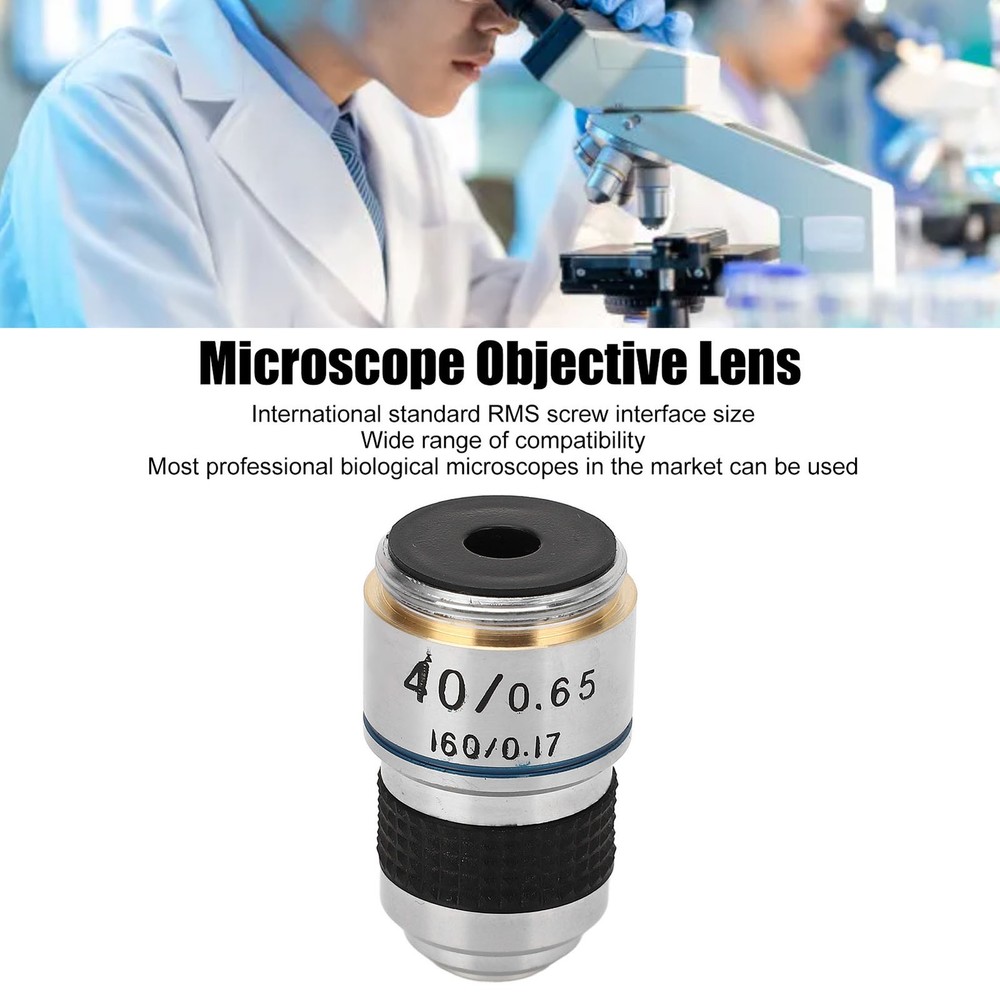 Microscope Objective Lens Biological 40X 185 Achromatic Standard RMS Thread New