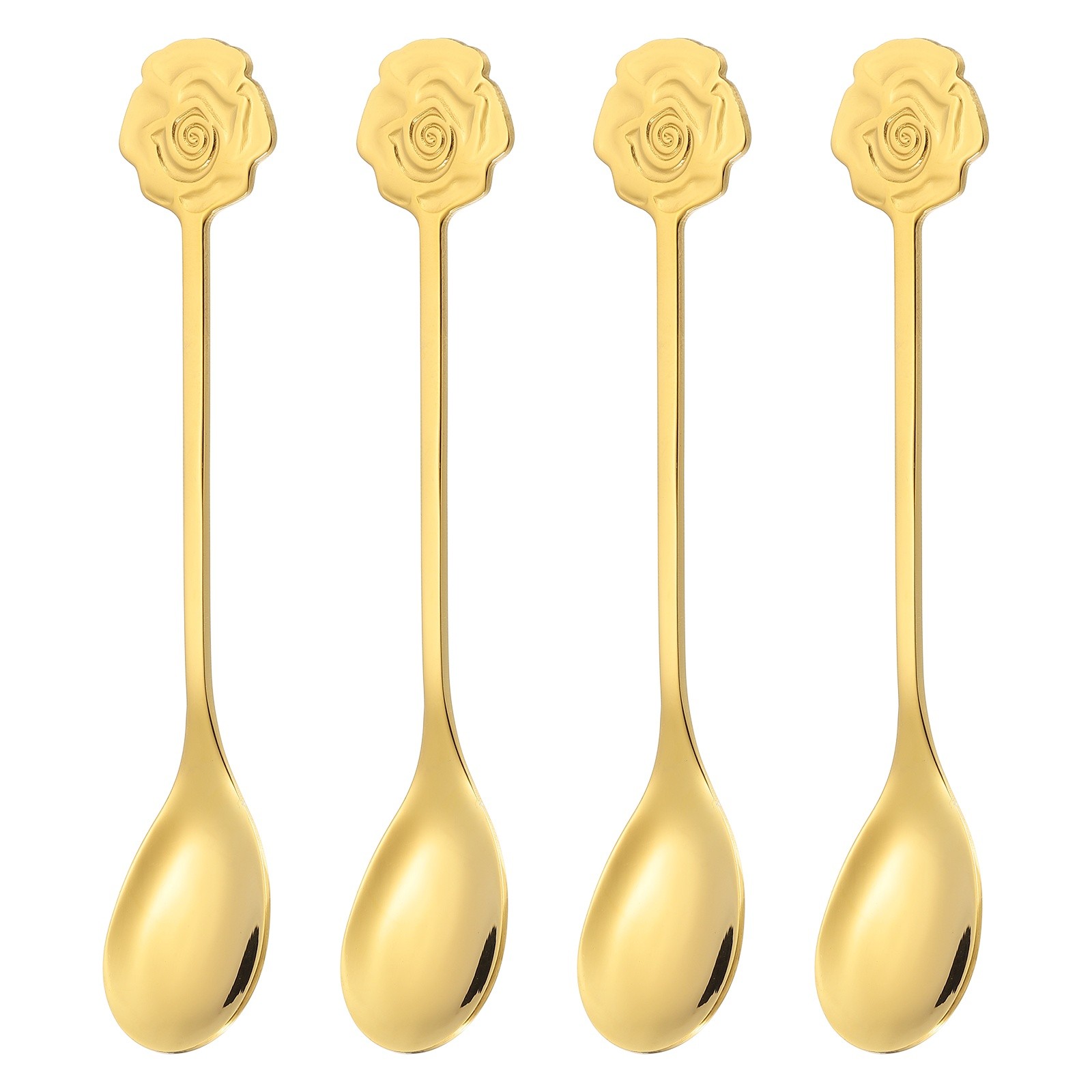 4pcs Coffee Spoons, Rose Tea Spoons Stainless Steel, Gold