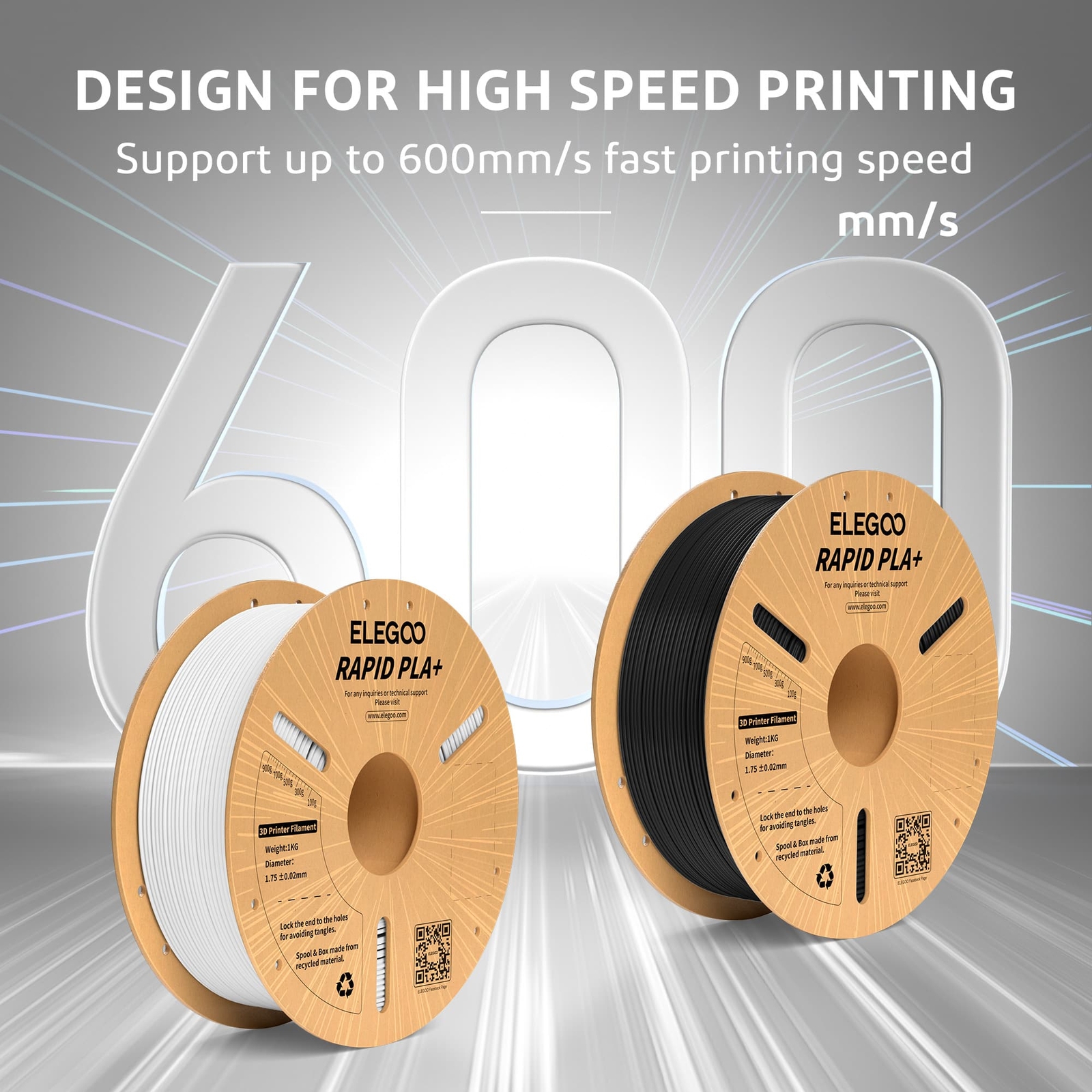 【Buy 6 Get 4 Free,Add 10】ELEGOO Rapid PLA+ 3D Printer Material Filament 1KG