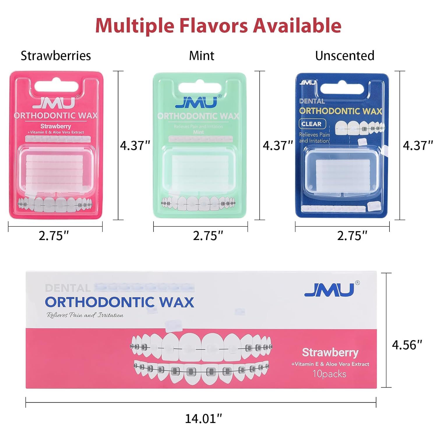 JMU Dental Oral Orthodontics Wax For Braces 50 Blocks Fruit Scent /Unscented