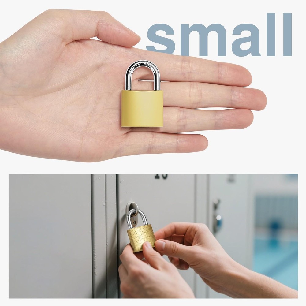 2 Pack Keyed Padlocks Waterproof Small Lock, 33mm Locker Lock with Keys for B...