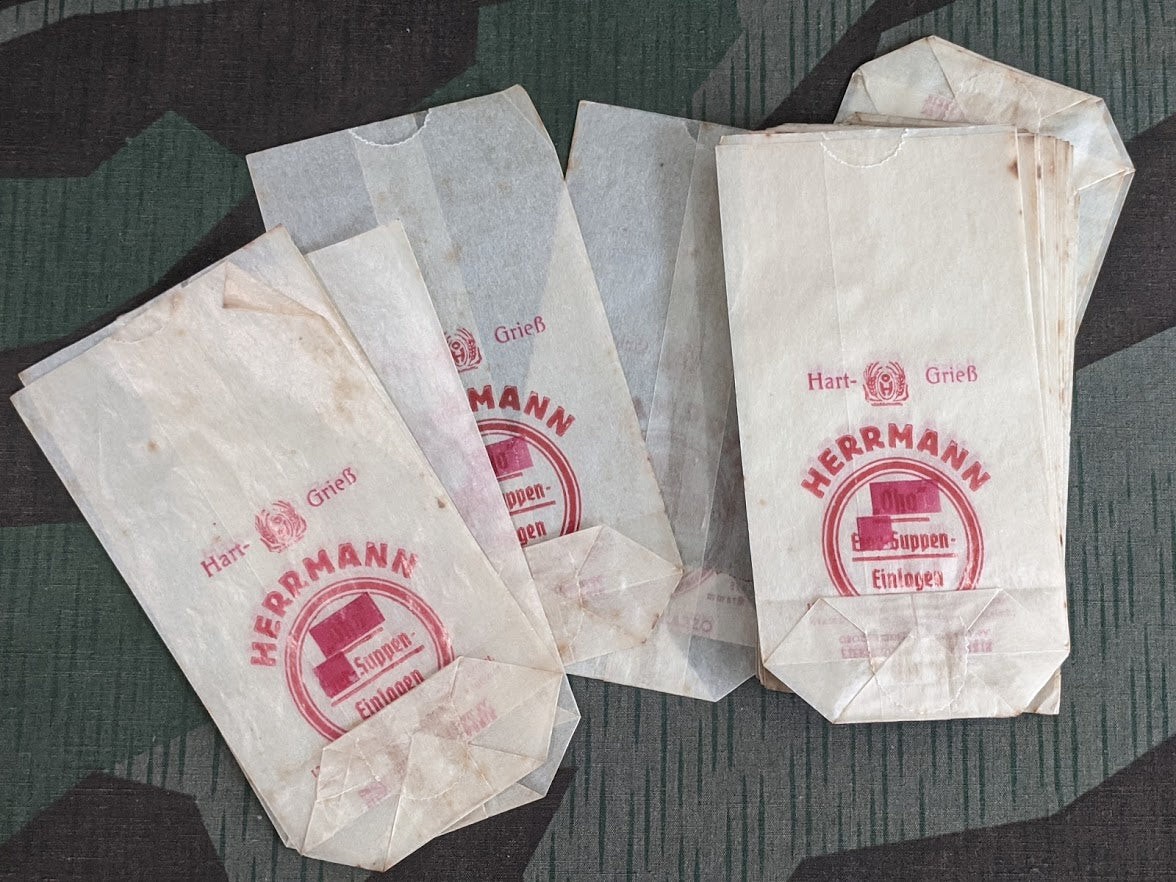 Vintage WWII German Egg Semolina Noodle Soup Bags (Lot of 2) 1940s Rationing Bag