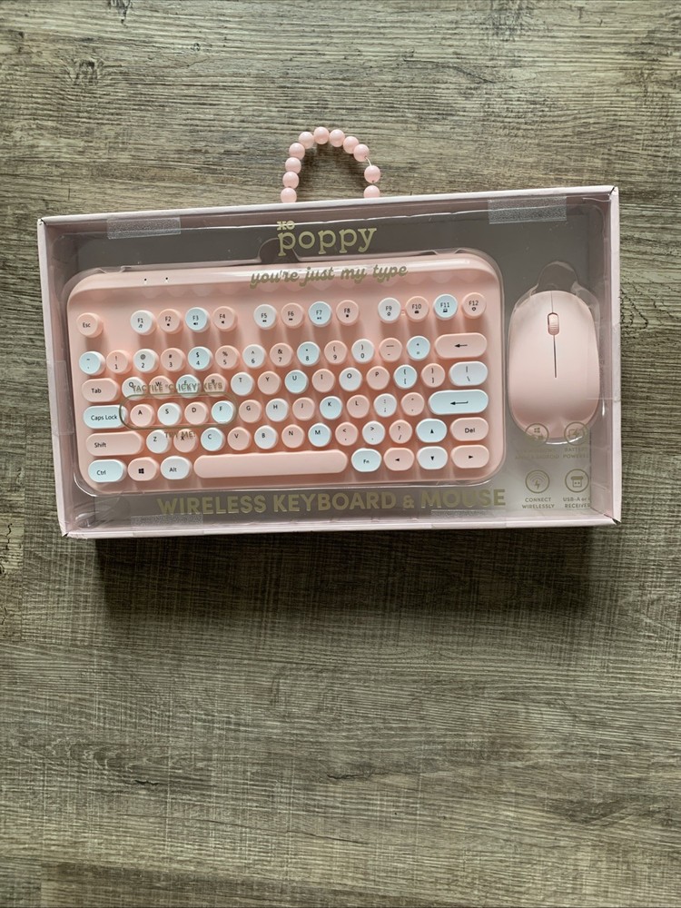 XO Poppy Wireless Keyboard & Mouse Set Pink for Windows, Apple & Android