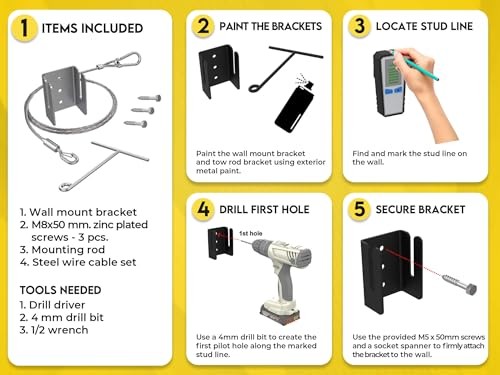 Wheelbarrow Hanger Bracket Kit – Wall Mount for Dolly and Yard Tool Storage