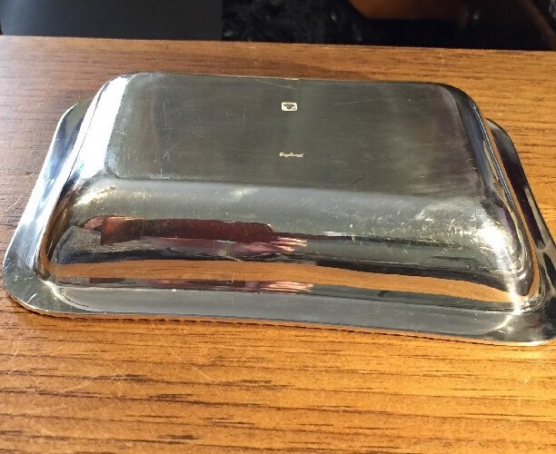 Small, Heavy, well-made, rectangular silverplated serving dish made in England