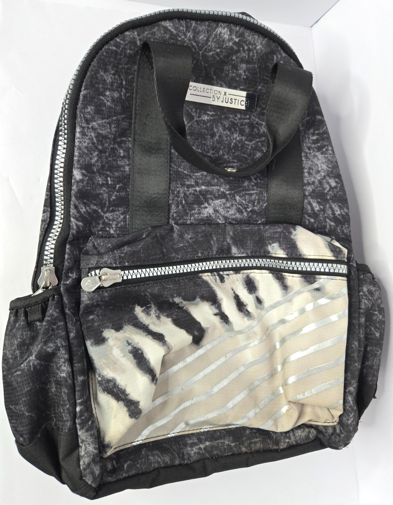 Justice Collection X Tie Dye Black White Silver Backpack