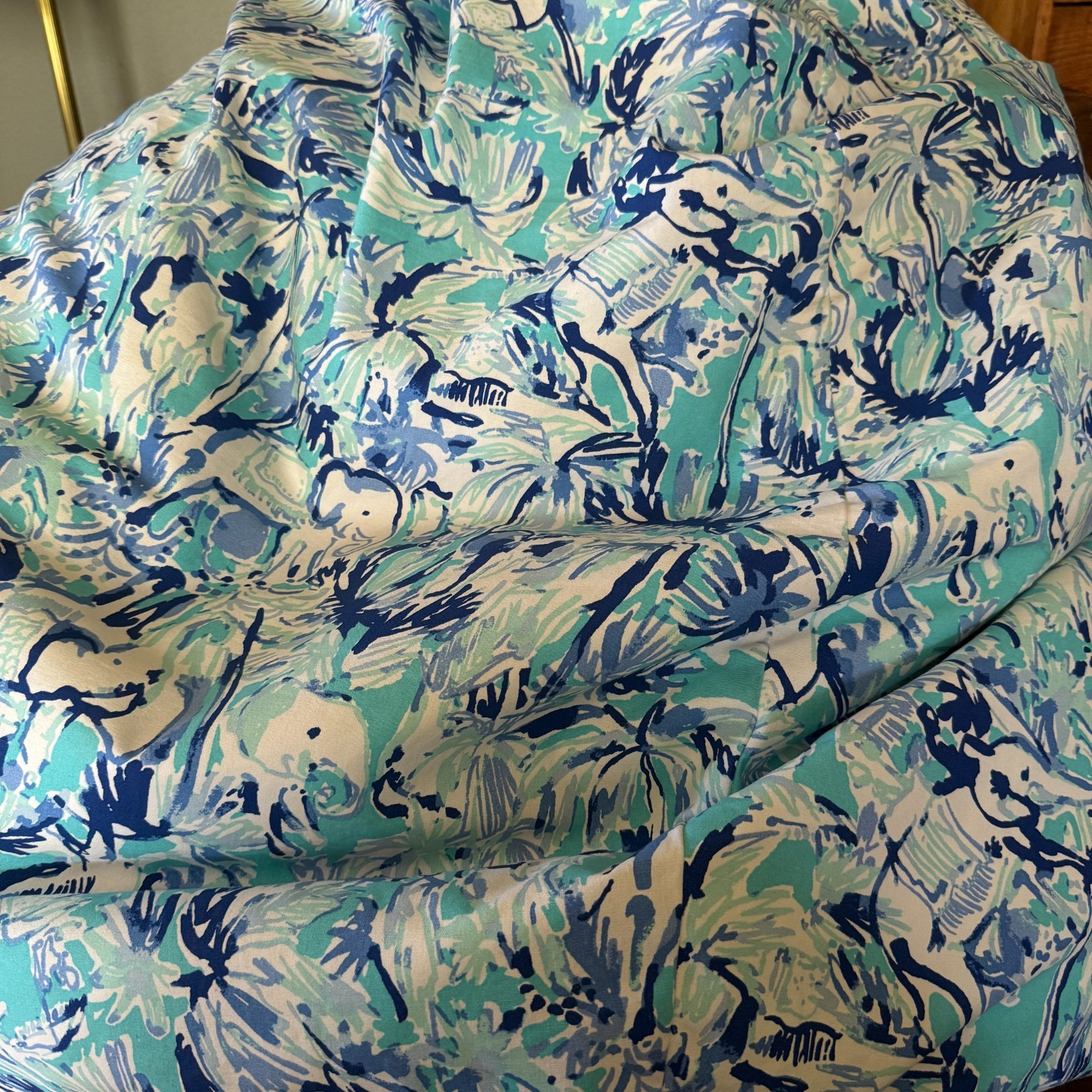 Pottery Barn Lilly Pulitzer Bean Bag Chair Elephant Appeal Slipcover with Insert