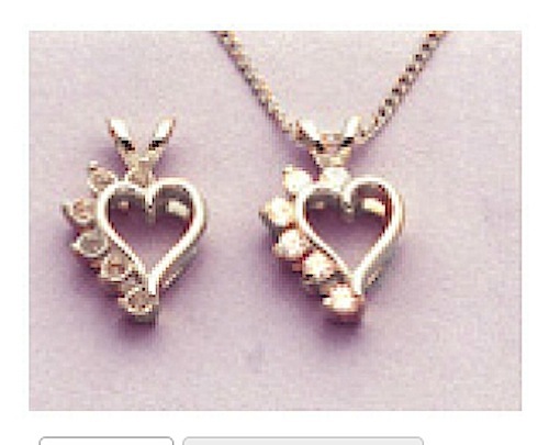 Asymmetrical Heart Cluster Solid Sterling Silver Pre-Notched Pendant Setting