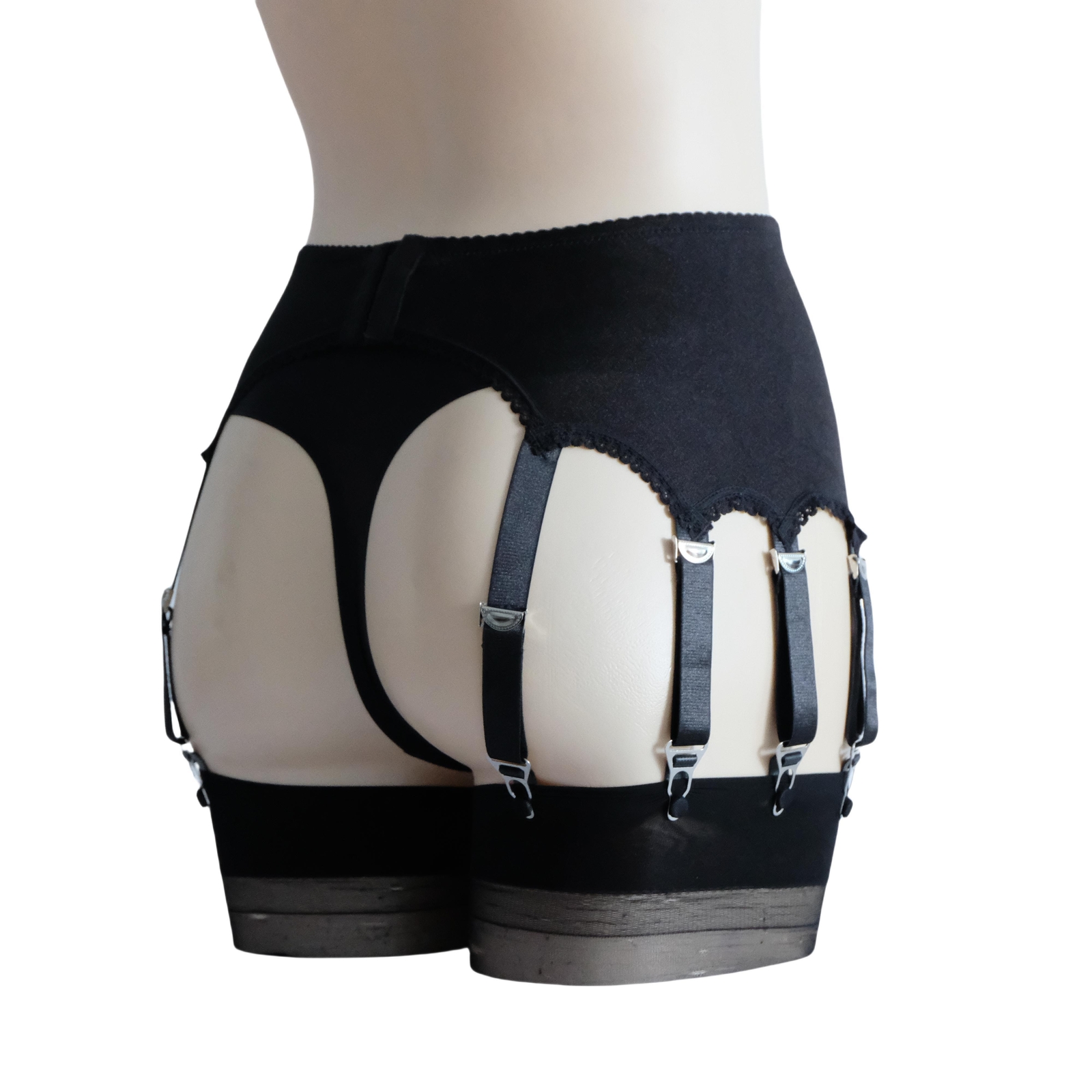 Luxallacki Classic Silky Satin 12 Straps Garter Belt Metal Clips Underwear