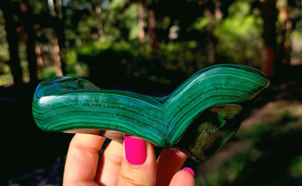 Polished Malachite Freeform From Congo 12.4 Cm's