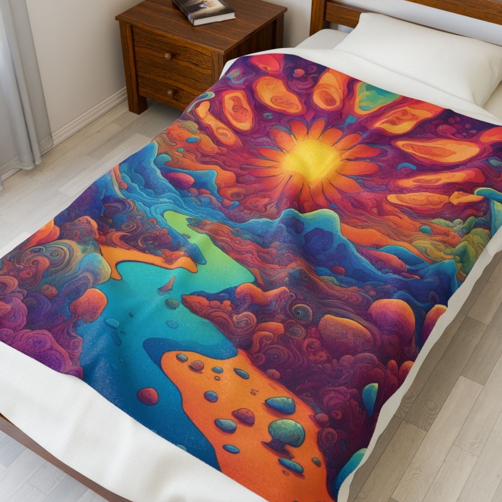 Psychedelic Nature Soft Plush Blanket Trippy Throw