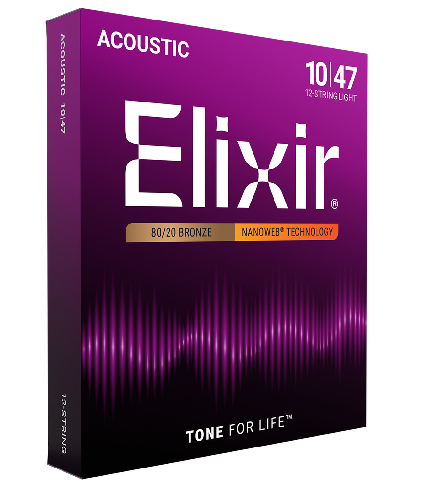Elixir Nanoweb Acoustic 80/20 Bronze 12-String Set, Light 10-47