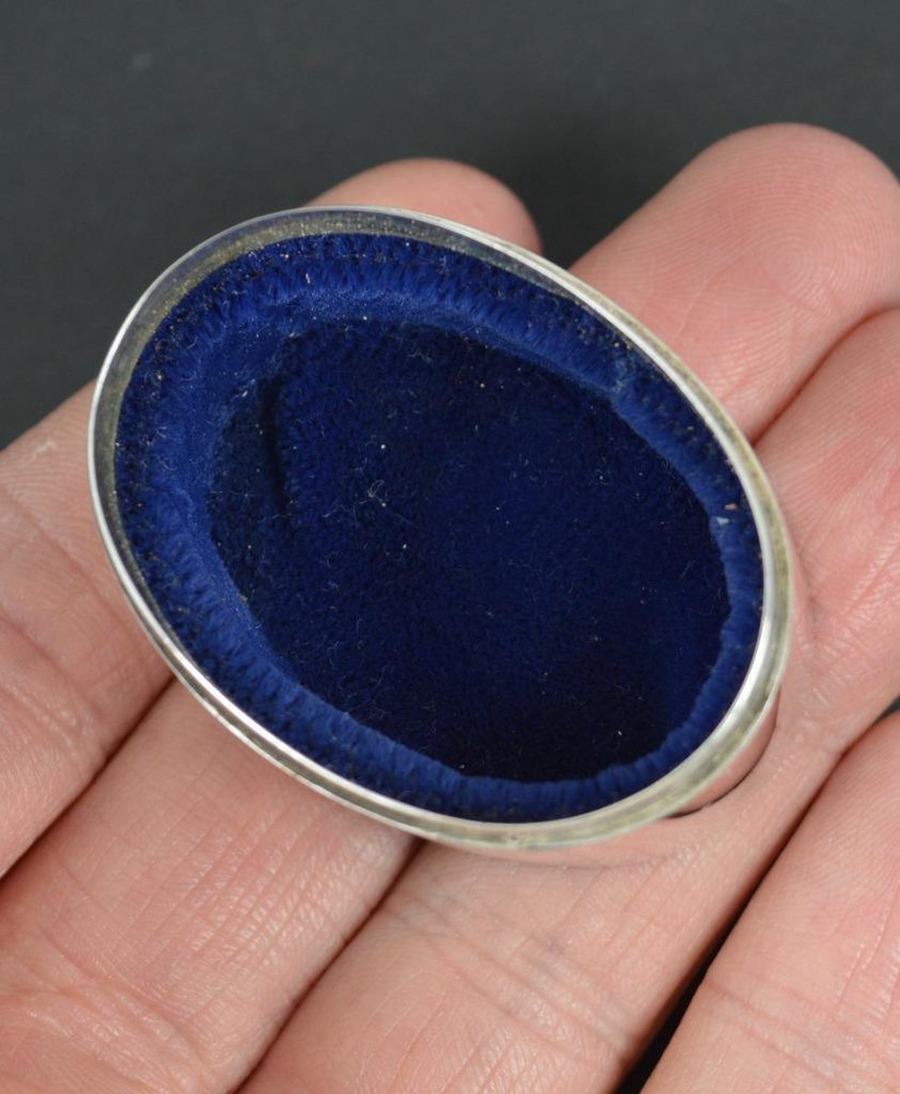 Sterling Silver and Lapis Lazuli Oval Shaped Box
