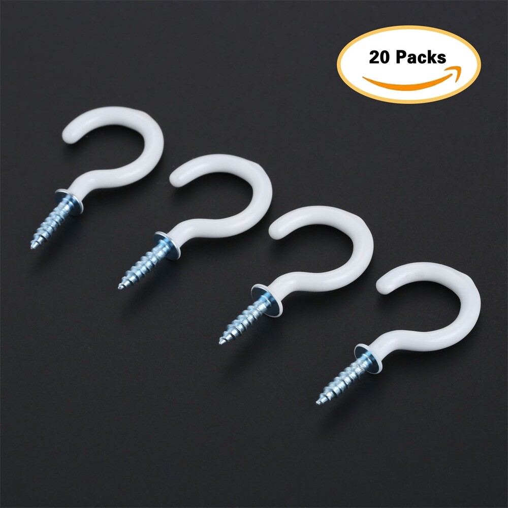20/60Pcs 1.54" Strong Durable Vinyl Coated Ceiling Hooks Space-saving Hardware