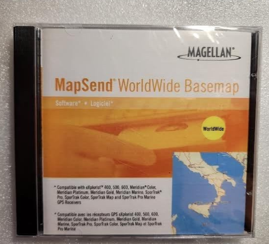 Magellan Mapsend Worldwide Basemap Software V1.10a Meridian Gold GPS +Data Cable